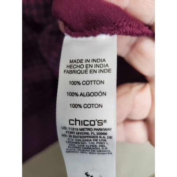 Chico's 100% Cotton Houndstooth Print Boat Neck T-Shirt Size 3 (XL) - Picture 5 of 7